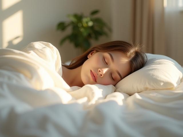 Persona durmiendo plácidamente en una cama cómoda